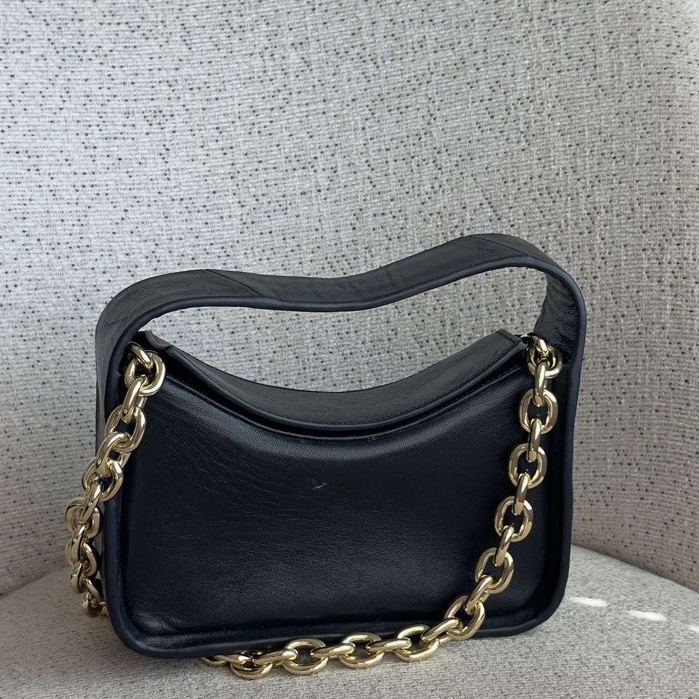 Stand Studio Black Leather Bag with Gold Chain